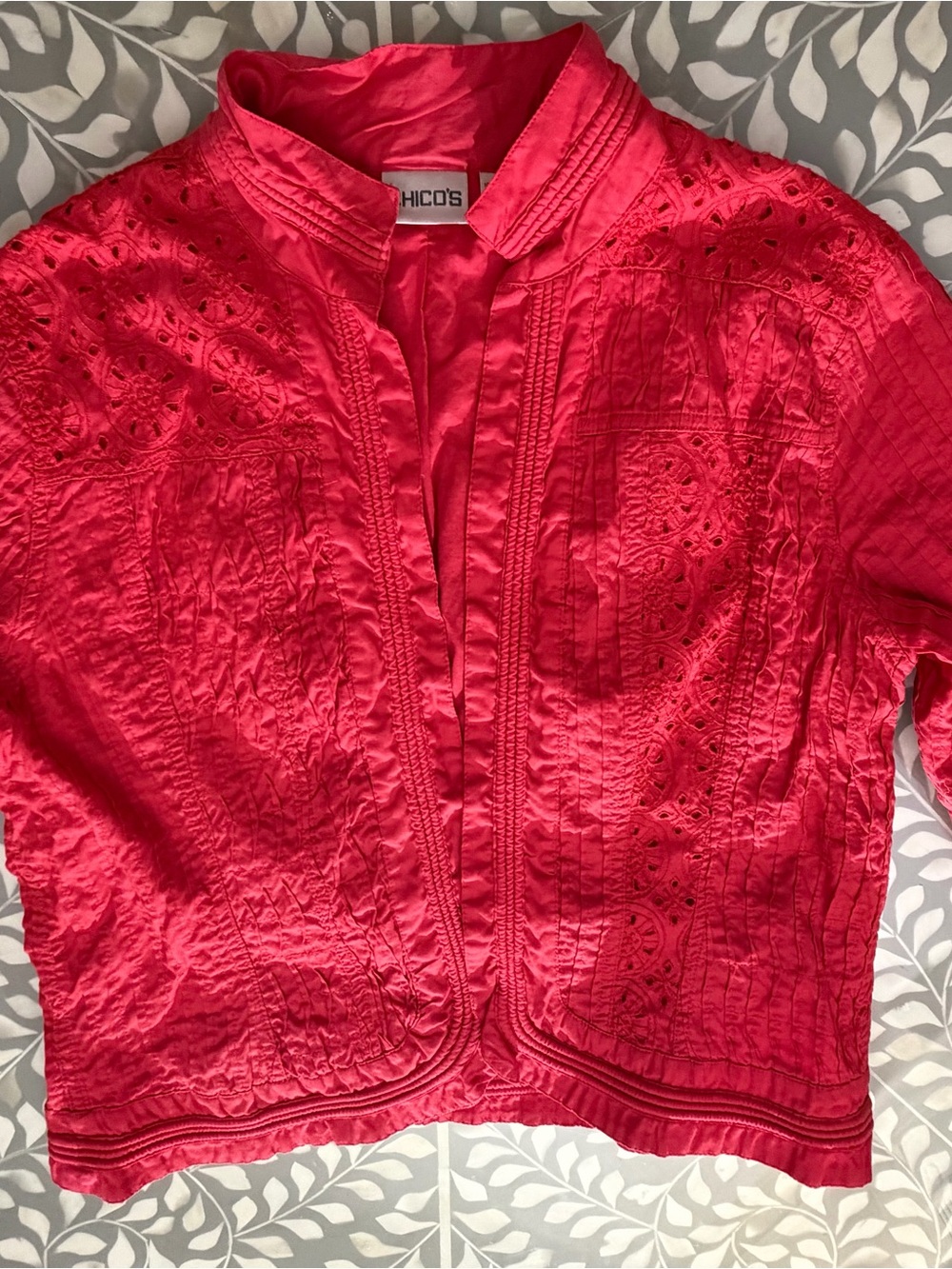 Chico's Women's Red Embroidered Jacket